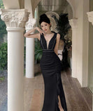 【2色】ロングドレス 谷間見せ 宴会 エレガント 美足効果 カワセクシー party 不規則 XH2-ZED888385DXH238A