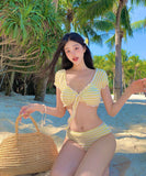 【2色】3点式セット ビキニ 水着 三角ビキニ ホルターネック セクシー 韓国っぽ ビーチ 海 温泉 XH7-SNM3