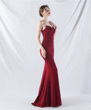 【8色】ロングドレス ナイトドレス ベアトップ 華奢感 キラキラ 宴会 演奏会 誕生日 XH2-YEY31978#