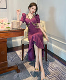 【purple&black】【手作り】ロングドレス エレガント 気質 チュール ユニーク XH2-JY10542