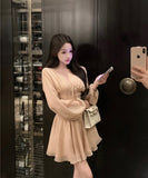 ミニドレス 谷間見せ エレガント セクシー Aライン 着痩せ 気質 同伴 おしゃれ XH2-MXX1022#