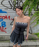 ビキニ水着ワンピースベアトップセクシースタイルアップ水着 レディース スカート付きワンピース 引き締め効果 着痩せ水着 XH7-DP-A33933