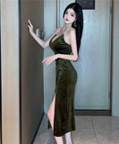 【3色】ロングドレス Vネック 谷間魅せ 指名 真珠 美足効果 XH2-DD5080