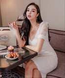 膝丈ドレス キャバドレス エレガント 谷間見せ カワセクシー パフスリーブ 気質 XH2-ZED885526A71