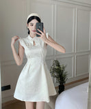 【2色】ミニドレス 中華風 Aライン 着瘦せ CHIC 大人可愛い 気質 XH2-DD4874