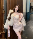 ミニドレス セレブ風 セクシー キャバドレス レース ナイトクラブ ポリエステルボーン エレガント XH2-XKD-D355-6619-Dec15