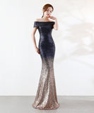 【6色】ロングドレス リボン パーティードレス オフショルダー お姫様 誕生日 演奏会 宴会 XH2-YEY1527#