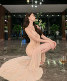 膝丈ドレス チュール フリル 谷間見せ ホルターネック セクシー パーティー エレガント XH2-CD-1-E215-32190590