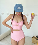 【2色】ビキニ 水着 フリル セクシー ガーリー チェック柄 フラワーん ビーチ 海 温泉 XH7-CF-qm9011