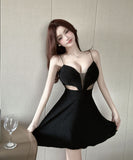 【2色】ミニドレス カワセクシー 谷間見せ Aライン 着痩せ おしゃれ XH2-DD5973