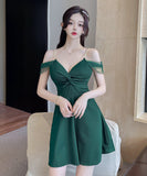 【4色】ミニドレス セクシー キャバドレス Aライン 谷間魅せ 指名 ナイトクラブ XH2-DD4460