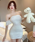 【3色】ミニドレス レース キャバドレス オフショルダー カワセクシー タイトドレス XH2-DD5974