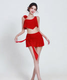 【3点セット】ビキニ 水着 ホルターネック フリル 蝶柄 セクシー ワンピース エレガント 気質 体型カバー XH2-YQ-HHA5XBHLL