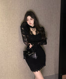 【2色】ミニドレス キャバドレス レース セクシー 高級感 肌見せ エレガント おしゃれ XH2-XKD-D529-6602-Nov13-d