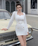 ミニドレス エレガント 気質 袖付き セクシー 着瘦せ 通勤 XH2-ZED889540GT347