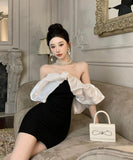 ミニドレス キャバドレス オフショルダー セクシー フリル カワセクシー パーティー キャバクラ XH2-ZED888391DXH238A