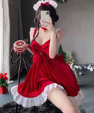 【3点セット】クリスマ サンタコス Aライン 着瘦せ 大人可愛い セクシー サンタ服 コスプレリボン XH2-JXL-S11