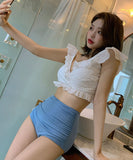 【2色】ビキニ 水着 モノキニ かわいい フリル ビーチ 旅行 XH7-XYX-Q2373