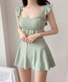 【5色】ビキニ 水着 モノキニ ワンピース 体型カバー 温泉 清楚感 大人可愛い XH7-GM-adn007