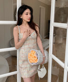 手作り ミニドレス ツイードドレス セレブ風 セクシー 高級感 デートディナー 誕生会ドレス XH2-NN-PF24-168