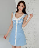 minidress キャバドレス Aライン ガーリー Vネック Sweet 通勤 XH2-ZED885922A71