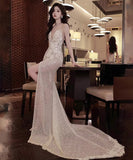 ロングドレス 刺繡 セクシー キラキラ 誕生日 パーティードレス お姫様 演奏会 宴会 XH2-YFTK0165