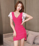 【2色】キャバドレス ミニドレス セクシー レース 谷間魅せ 指名 XH2-JXFS3151