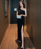 【3色】ロングドレス キャバドレス ワンーショルダー セクシー 宴会 party XH2-DD5030