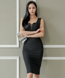 キャバドレス セクシー 膝丈ドレス 谷間魅せ 指名 XH2-ZED888377BH538