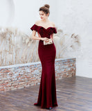 【6色】手作り バースデーロングドレス 宴会 パーティー 演奏会 オフショルダーフ キラキラ XH2-YEY16268#