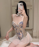 セクシーランジェリー セクシー下着 ベビードール キャミソール ルームウェア レース 透け感 魅惑 XH8-GR4980