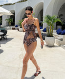 上下セット ビキニ水着 ヒョウ柄 セクシー モノキニ 体型カバー ビーチ 海 XH7-XYX-WX3131