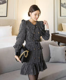 ミニドレス 秋新作 大人可愛い フリル 着瘦せ 通勤 エレガント 気質 XH2-ZED88815B22