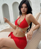 【3点セット】ビキニ 水着 ホルターネック 大人可愛い ワンピース モノキニ ビーチ 海 旅行 SNS話題 XH7-YQ-HHBA39HHLL