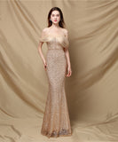 【3色】ロングドレス キラキラ パーティードレス オフショルダー お姫様 誕生日 演奏会 宴会 XH2-YEY18729#