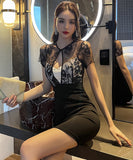 ミニドレス キャバドレス レース 新作 かわいい 谷間魅せ セクシー XH2-YM8802