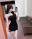 ミニドレス キャバドレス ベアトップ 水玉柄 フリル カワセクシー 肌見せ 指名 XH2-DD7577