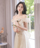 ロングドレス キラキラ 誕生日 パーティードレス お姫様 演奏会 宴会 XH2-BYLF77