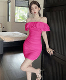 【3色】ミニドレス セクシー ベアトップ フリル カワセクシー おしゃれ XH2-DD6106