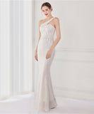 【8色】ロングドレス 高品質 キラキラ ナイトドレス 宴会 ワンショルダー 演奏会 XH2-YEY18891#