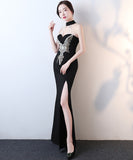 ロングドレス 宴会 ナイトクラブ キラキラ パーティードレス 透明感 肌見せ レース ゴージャス XH2-HX195