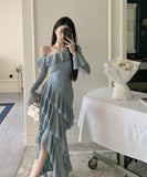 ロングドレス ワンーショルダー フリー カワセクシー スリート 気質 大人可愛い 女子力 XH2-ZED885269DXH238B