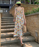 ロング丈 サンドレス 夏 かわいい 花柄 新作 ワンピース 海辺 ハワイ YH2-QJ9286