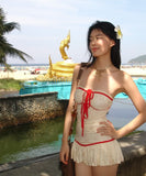 水着 モノキニ ビキニ フリル ベアトップ リボン 体型カバー 着痩せ 気質 セクシー 温泉 ビーチ 海 XH7-SNM-S031