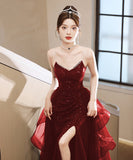 手作り ロングドレス ナイトドレス 宴会 キラキラ パーティー オフショルダー 演奏会 誕生日 XH2-TSZY1221