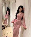 【3色】ロングドレス レース キャバドレス 谷間見せ セクシー 気質 エレガント 指名 XH2-ZED888568XH238A