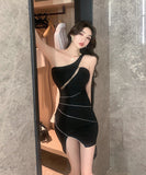 キャバドレス セクシー ミニドレス ワンショルダー 非対称 XH2-DD4968