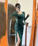 手作り 膝丈ドレス レース 高級感 スリート エレガント 気質 セレブ風 宴会 XH-JY20993