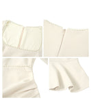 手作り 膝丈ドレス マーメイド エレガント 気質 スクエアネック セレブ風 真珠 XH2-JY6017