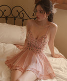 【2点セット】セクシーランジェリー M-XLサイズ セクシー下着 ベビードール キャミソール ルームウェア レース 透け感 魅惑 XH8-GR-C5240